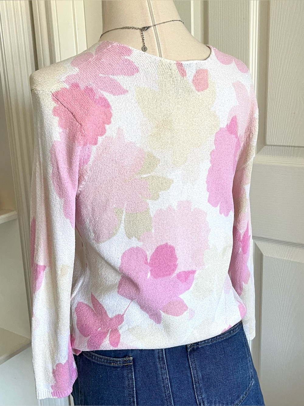 2000s Sigrid Olsen pink floral sweater - Picture 3 of 5